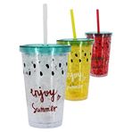 Imagen de Vaso con tapa y sorbito-Enjoy-en caja-3 colores-10X15,5cm