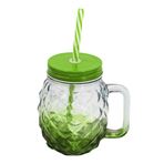 Imagen de Jarro Vaso de vidrio con asa, tapa y sorbito Diseño Piña