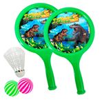 Imagen de Raquetas dinosaurio con 2 pelotas en red-27X22cm.