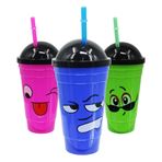 Imagen de Vaso plástico con tapa y sorbito caras