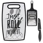 Imagen de Set de Tabla de picar plástica con rallador y cuchillo