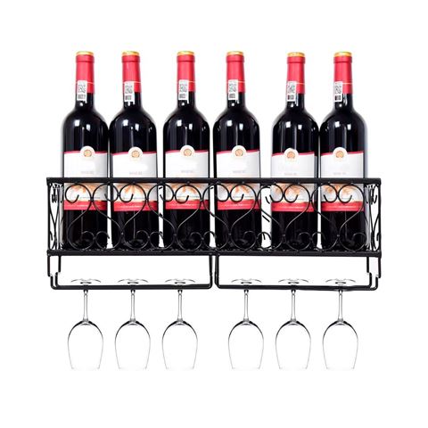Imagen de Soporte metálico de pared para vinos y copas