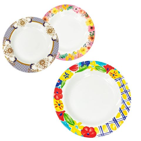 Imagen de Plato de melamina borde estampado  Diseños surtidos