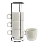 Imagen de Set de Tazas blancas con soporte metálico