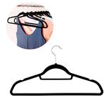 Imagen de Percha forrada Terciopelo Negro con gancho en metal