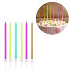 Imagen de Velas de cumpleaños finas-largas x 6pc con base blister 12cm