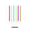 Imagen de Velas de cumpleaños finas-largas x 6pc con base blister 12cm