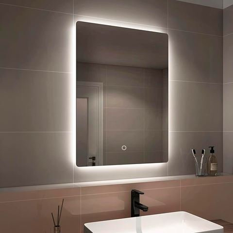 Imagen de Espejo de pared con luz LED regulable 3 colores - 80cmx60cm