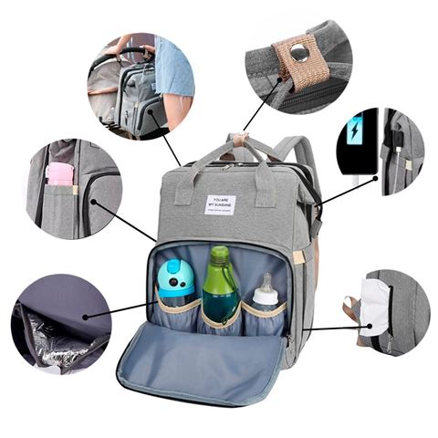 Imagen de Mochila bolso maternal bebé con cuna