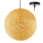 Imagen de Lámpara De Techo Pantalla Rústica Globo Mimbre Para Colgar