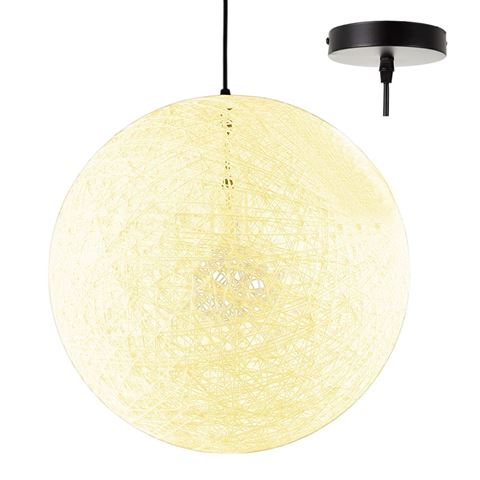 Imagen de Lámpara De Techo Pantalla Rústica Globo Mimbre Para Colgar