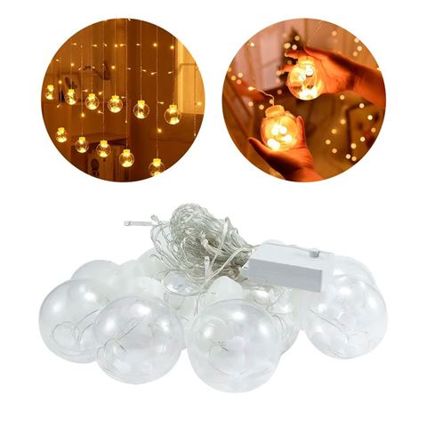 Imagen de Cortina Guía de Luces Esferas y Luces Luciérnagas Led