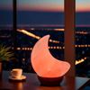 Imagen de Lámpara de Sal - Luna  con base en madera Cable USB -Peso aprox 500 grs.