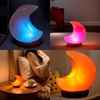Imagen de Lámpara de Sal - Luna  con base en madera Cable USB -Peso aprox 500 grs.