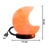 Imagen de Lámpara de Sal - Luna  con base en madera Cable USB -Peso aprox 500 grs.
