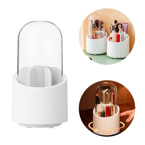 Imagen de Porta cosméticos soporte para brochas giratorio con cúpula  giratorio 360º