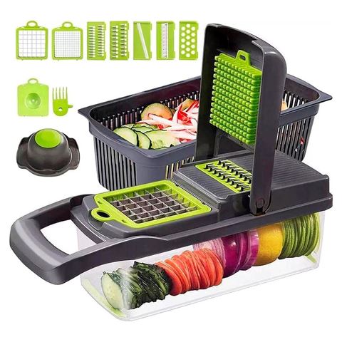 Imagen de Rallador Rebanador De vegetales Cortador con accesorios y depósito
