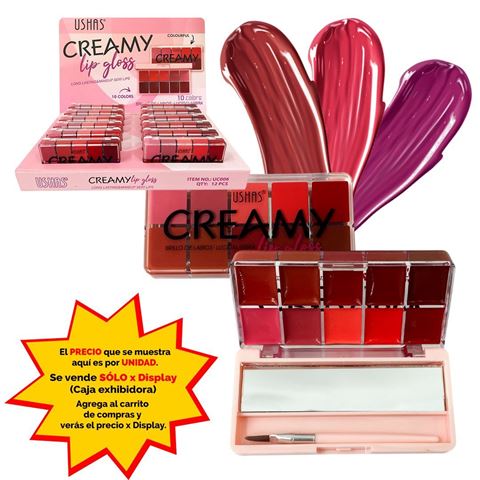 Imagen de Petaca Ushas brillo labial cremoso-10 colores-UC006