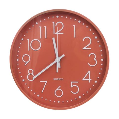 Imagen de Reloj de pared redondo fondo rojo-29cm-numeros dorados