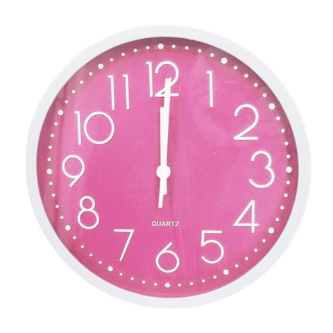 Imagen de Reloj de pared redondo fondo rojo-29cm-numeros blancos