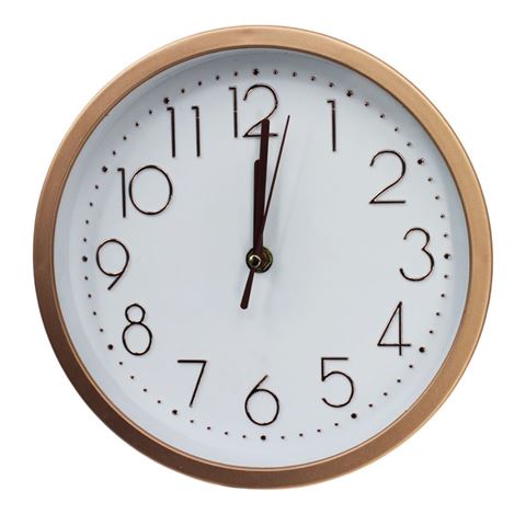 Imagen de Reloj de pared redondo fondo blanco-23 cm-numeros dorados