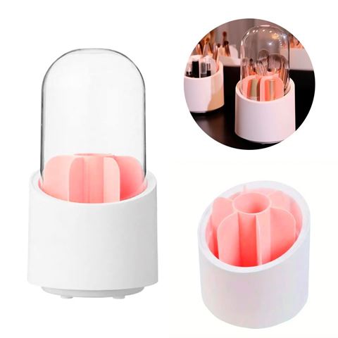 Imagen de Porta cosméticos soporte para brochas giratorio con cúpula  giratorio 360º