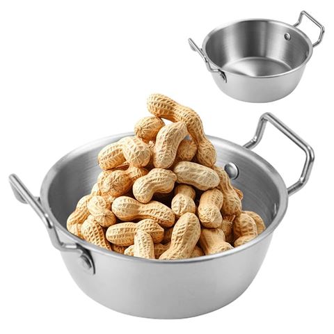 Imagen de Bowl plateado c/asas redondo 14x5,5cm. Acero inox