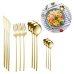 Imagen de Juego de cubiertos  Acero inoxidable color  dorado 24 piezas