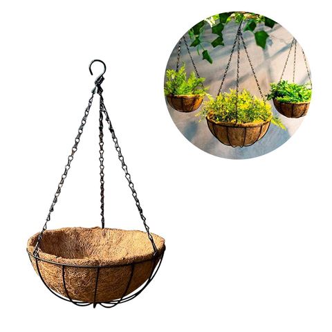 Imagen de Maceta colgante Maceta Rústica Tipo coco Base de hierro