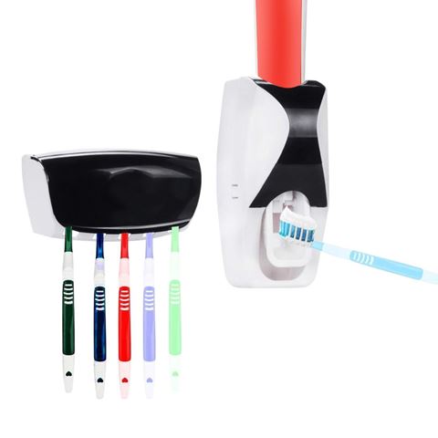 Imagen de Porta cepillos de dientes pared con dispensador de pasta dental