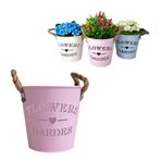 Imagen de Maceta en metal con asas rústicas - Decoración Jardín Interior Exterior