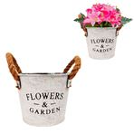 Imagen de Maceta en metal con asas rústicas - Decoración Jardín Interior Exterior