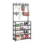 Imagen de Organizador recibidor zapatero con percheros 4 estantes