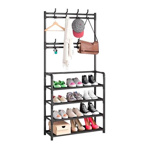 Imagen de Organizador recibidor zapatero con percheros 4 estantes
