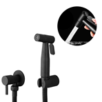 Imagen de Ducha higiénica bidet para inodoro con llave de corte Color Negro