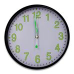 Imagen de Reloj de pared redondo blanco y negro numeros fluorescentes