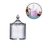 Imagen de Bombonera de vidrio con tapa en caja- 9,5x15cm.