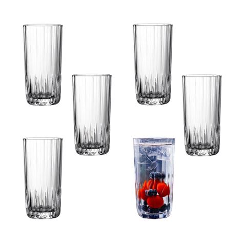 Imagen de Vasos de vidrio X 6 en caja- 6,8x13,6cm.