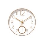 Imagen de Reloj de pared redondo dorado y blanco 2 numeros grandes- 29