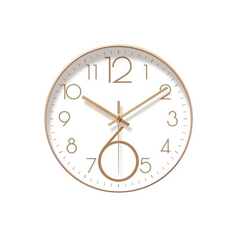 Imagen de Reloj de pared redondo dorado y blanco 2 numeros grandes- 29
