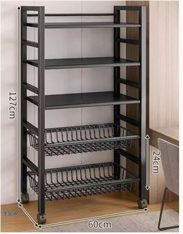 Imagen de Rack Organizador 3 estantes 2 canastos metálico con ruedas