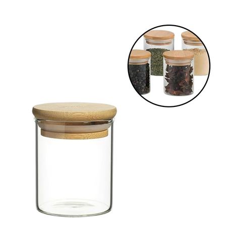 Imagen de Frasco vidrio tapa bamboo  hermética 300 ml
