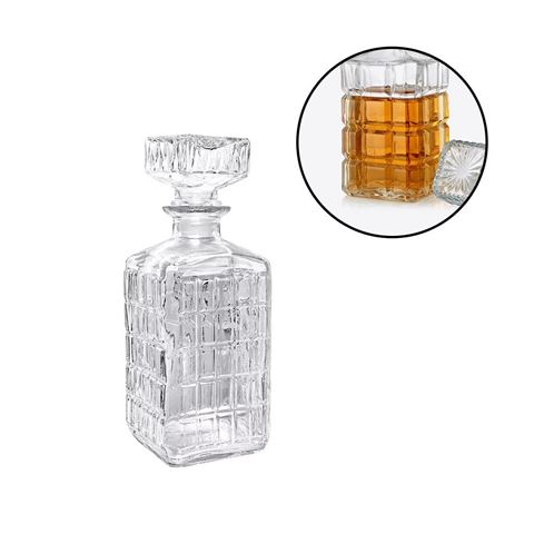 Imagen de Botella de vidrio labrado con tapón - Whisky o licor  1 Litro