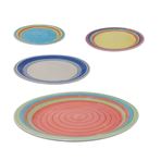 Imagen de Plato ceramica redondo borde a rayas coloridas-26,5cm.-4 col