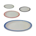Imagen de Plato ceramica redondo borde a rayas-26,5cm.-4 colores