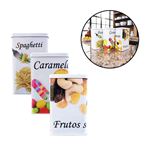 Imagen de Tarro Lata en metal con tapa estampado para cocina -Diseños surtidos.