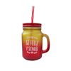 Imagen de Jarro vidrio con tapa sorbito color con frases 450ml