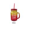 Imagen de Jarro vidrio con tapa sorbito color con frases 450ml