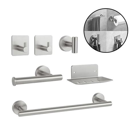 Imagen de Set accesorios de baño-acero inox.-6 piezas-40cm.