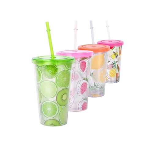 Imagen de Vaso con tapa y sorbito-450 ml. 4 diseños